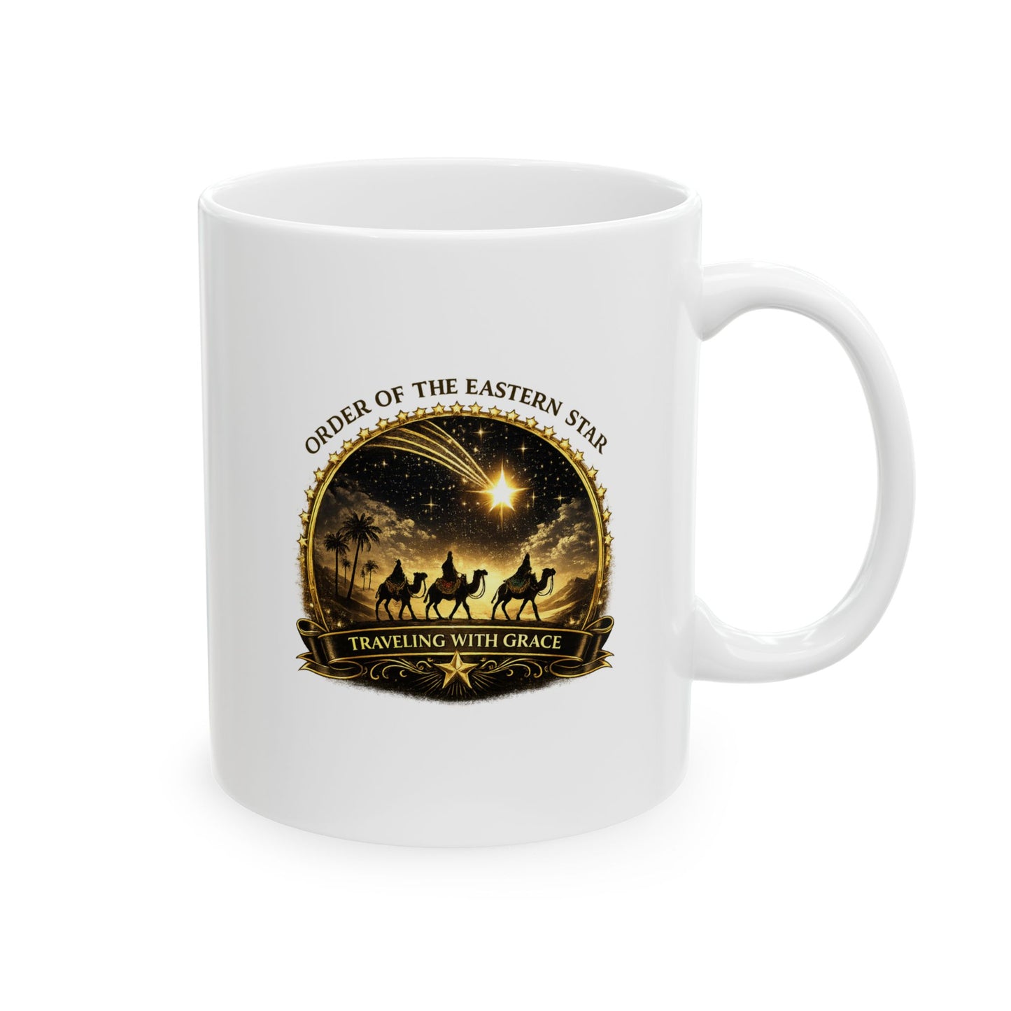 Eastern Star Ceramic Mug — Traveling Grace Coffee Cup (11oz/15oz)