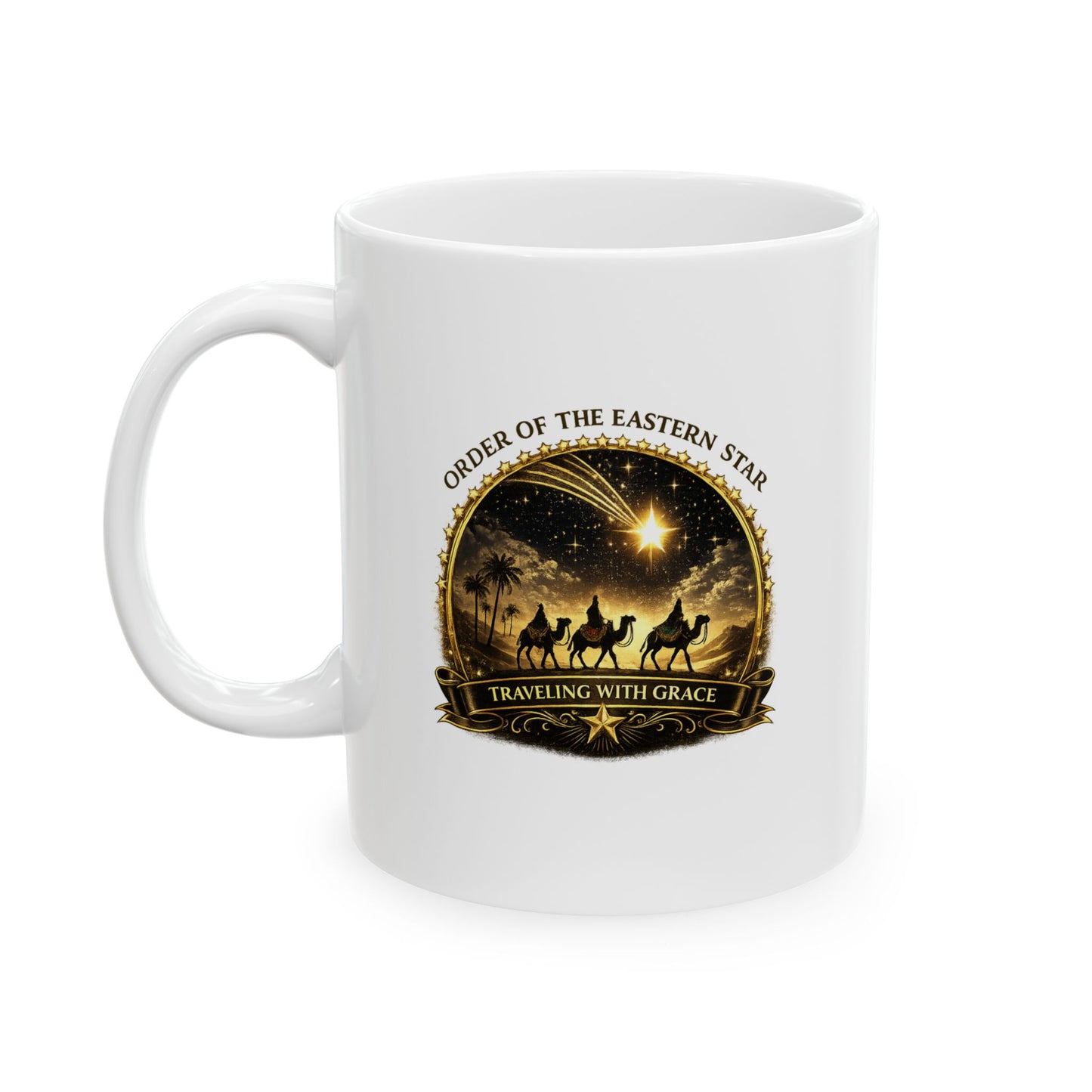 Eastern Star Ceramic Mug — Traveling Grace Coffee Cup (11oz/15oz)